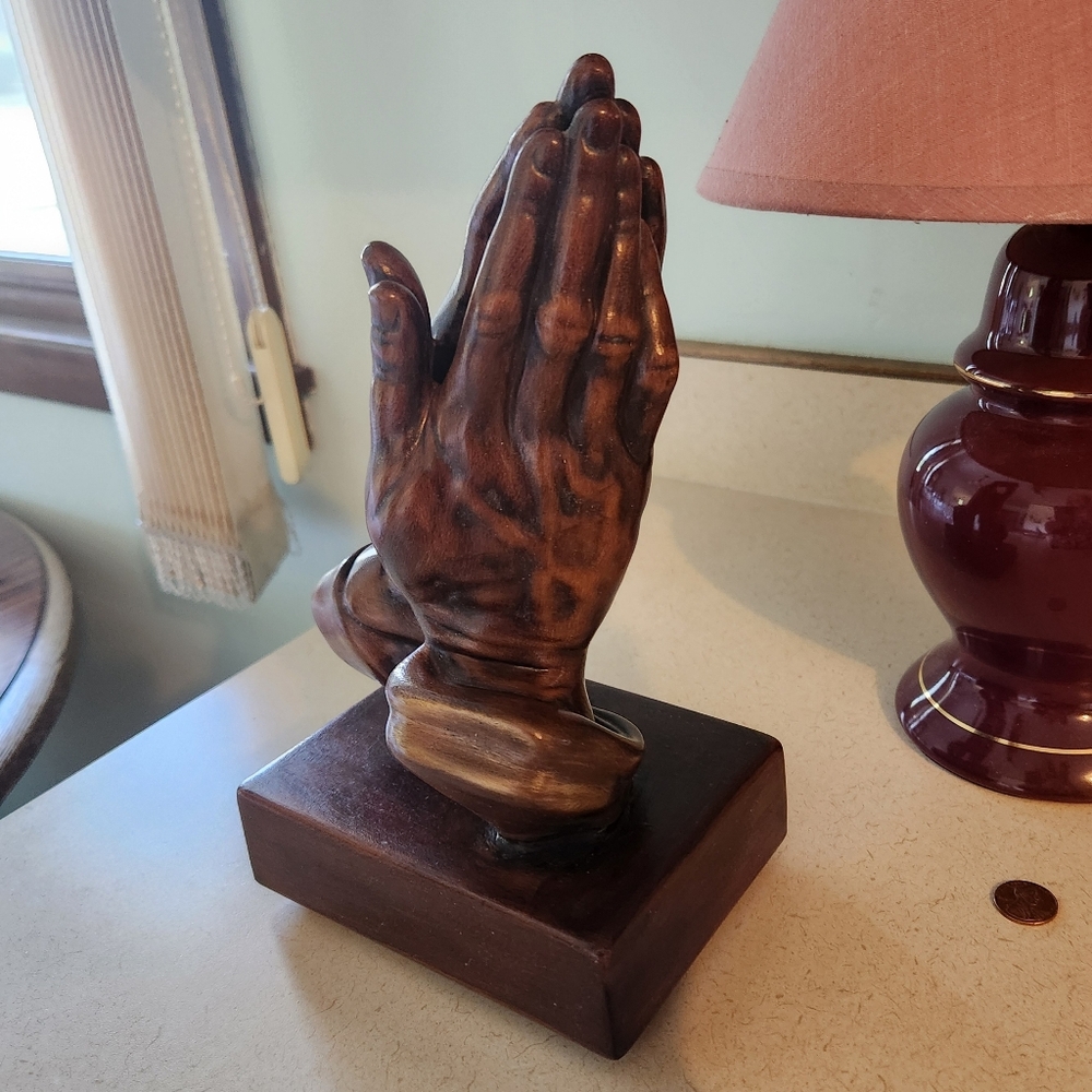Vintage Praying Hands Brown Ceramic
